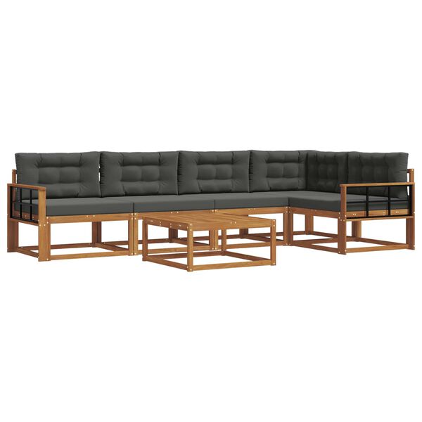 vidaXL &Uacute;ti s&oacute;fasett me&eth; p&uacute;&eth;i 6 pcs N&aacute;tt&uacute;rulegt og Antrac&iacute;t