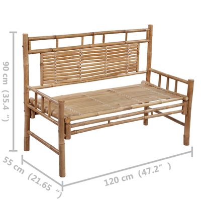 vidaXL Garðbekkur með Púða 120 cm Bambus