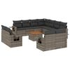 vidaXL 12 Hluta Gar&eth;s&oacute;fasett me&eth; Sessum Gr&aacute;r P&oacute;l&yacute;rattan