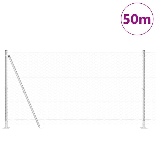 vidaXL Gir&eth;ingarp&oacute;stur Silfur 50 x 1,2 m (50 mm net) St&aacute;l
