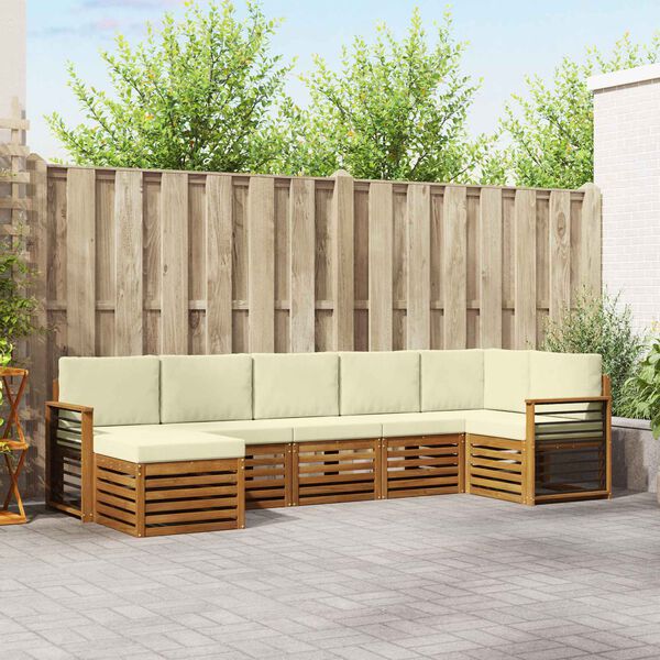 vidaXL Sofav&ouml;ruuppsettning 7 pcs N&aacute;tt&uacute;rulegt og Krem Hrein akas&iacute;utr&eacute;