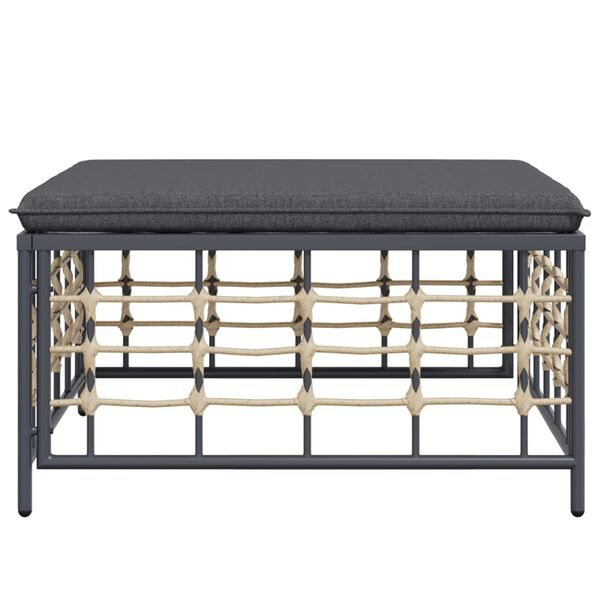 vidaXL Garðskemill með Dökkgráum Púða Polýrattan