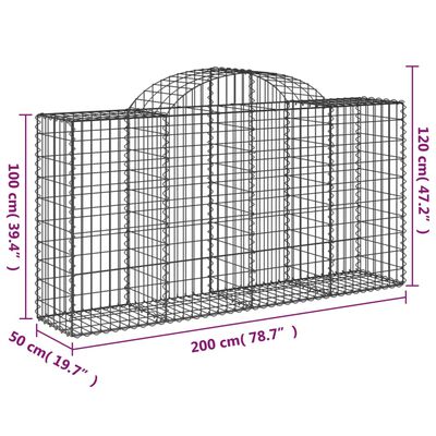 vidaXL Bogadregnir Grjótkassar 50 stk. 200x50x100/120cm Sinkhúðað Járn