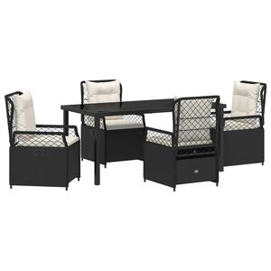 vidaXL Gar&eth;ur bor&eth;sett 5 pcs Svartur p&oacute;l&yacute;rattan