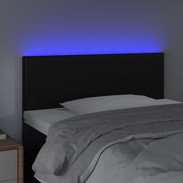 vidaXL LED Höfðagafl 90x5x78/88 cm Svart Leðurlíki