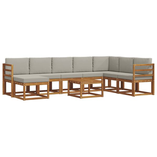 vidaXL &Uacute;ti s&oacute;fasett me&eth; p&uacute;&eth;i 9 pcs N&aacute;tt&uacute;rulegt og Lj&oacute;st Gr&aacute;tt