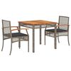vidaXL 3 Hluta Gar&eth;bor&eth;stofusett me&eth; Gr&aacute;um Sessum P&oacute;l&yacute;rattan