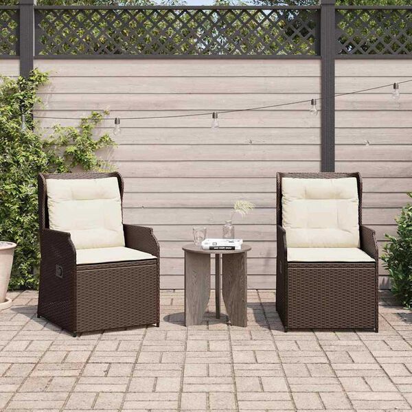 vidaXL Garðbekkur með púði 2 pcs Brúnn Poly rattan