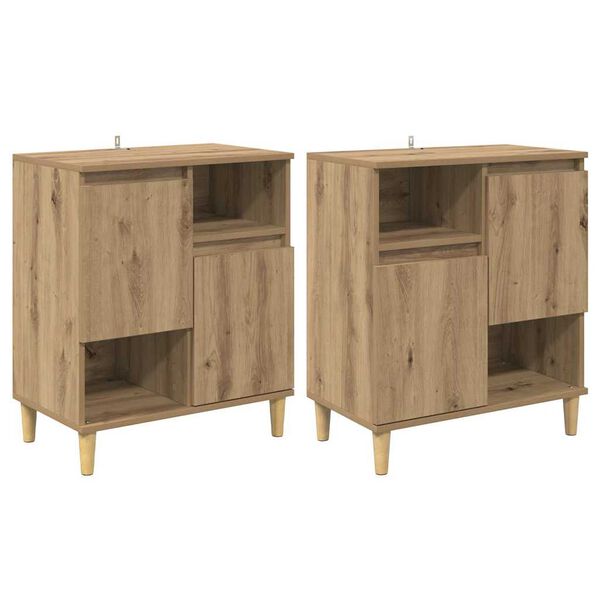 vidaXL Hli&eth;arbor&eth; 2 pcs Artisan Eik 60 x 35 x 70 cm Samsettur vi&eth;ur
