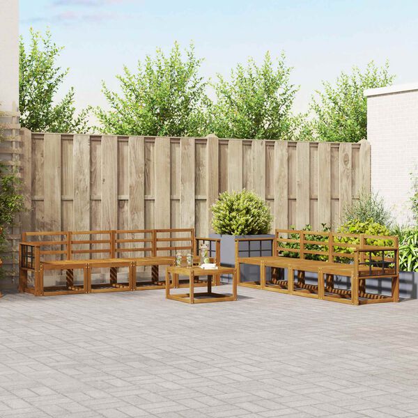 vidaXL &Uacute;ti s&oacute;fasett 9 pcs N&aacute;tt&uacute;rulegur Hrein akas&iacute;utr&eacute;