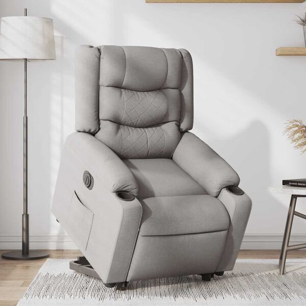 vidaXL Electric Stand up Recliner st&oacute;ll Cloud Grey Efni