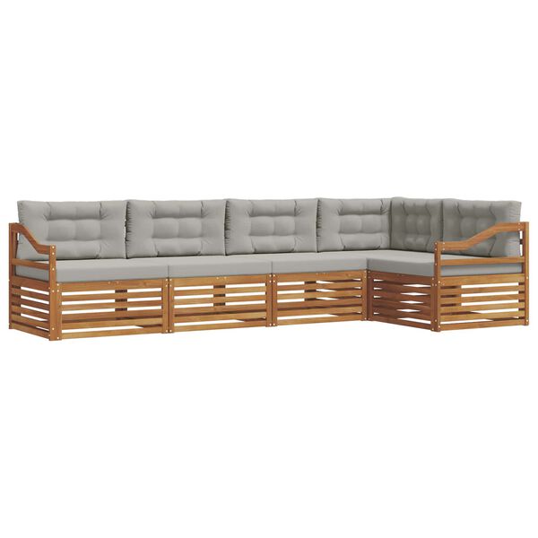 vidaXL &Uacute;ti s&oacute;fasett 5 pcs N&aacute;tt&uacute;rulegt og Lj&oacute;st Gr&aacute;tt Hrein akas&iacute;utr&eacute;