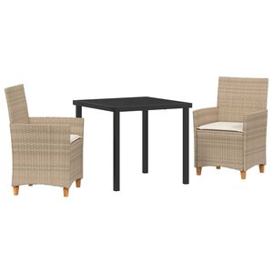 vidaXL Gar&eth;ur bor&eth;sett 3 pcs Drapplita&eth;ur p&oacute;l&yacute;rattan