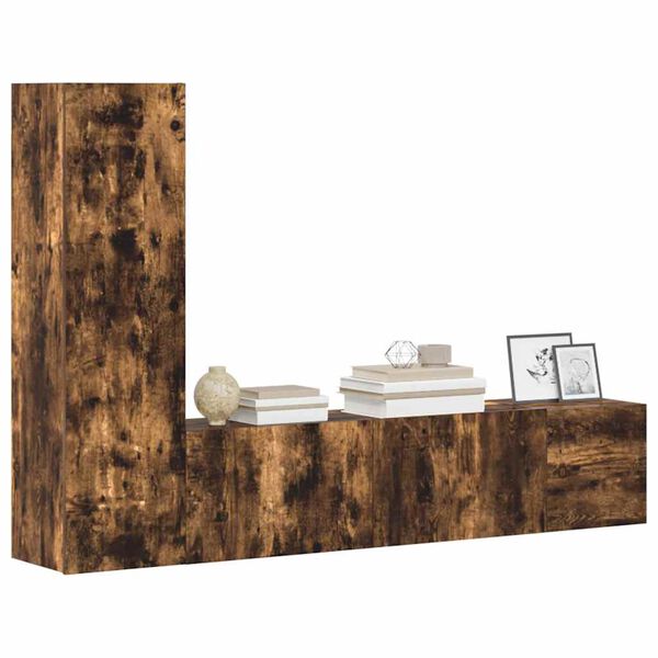 vidaXL 3 hluta Sj&oacute;nvarpssk&aacute;pasett Reyklitu&eth; Eik Samsettur Vi&eth;ur