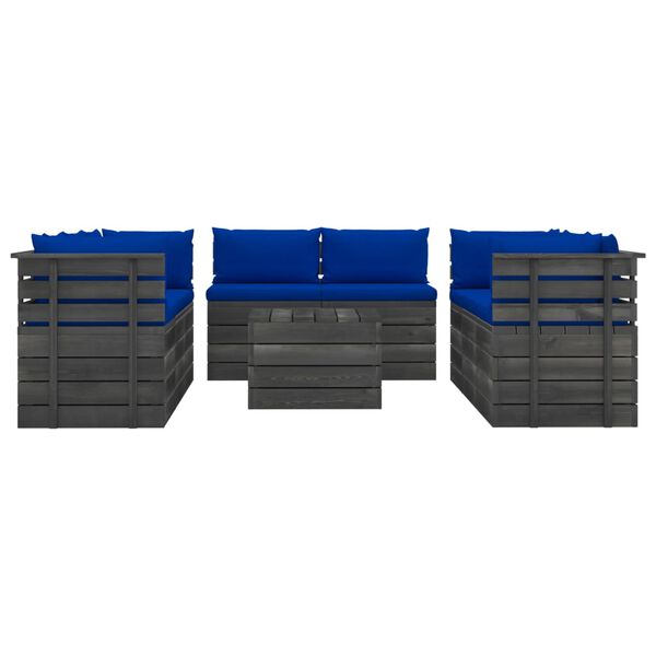 vidaXL 9 Parta Gar&eth;s&oacute;fasett &uacute;r Brettum me&eth; Sessum Gegnheil Fura