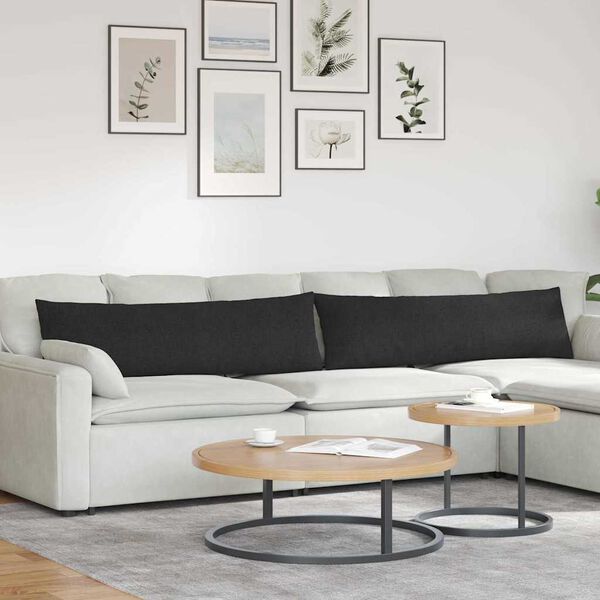 vidaXL S&oacute;fap&uacute;&eth;ar 2 pcs Svartur 145 x 40 cm d&uacute;kur