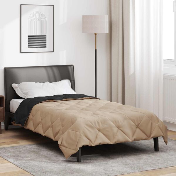 vidaXL Sumars&aelig;ng Svartur og Taupe 200 x 135 cm M&iacute;kr&oacute;f&iacute;ber