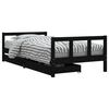 vidaXL Barnar&uacute;mgrind me&eth; Sk&uacute;ffum Svartur 90x190 cm Gegnheil Fura