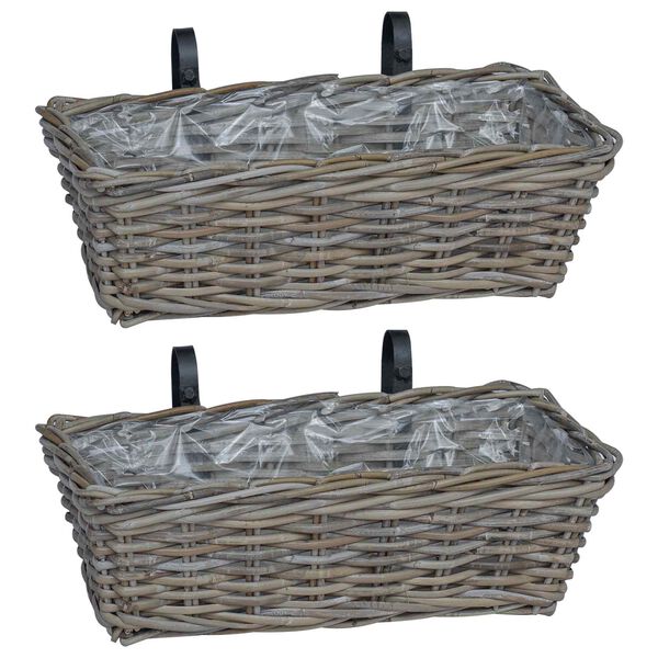 vidaXL Hangandi pl&ouml;ntu k&ouml;rfa 2 pcs Gr&aacute;r 48 x 22 x 15 cm Lacak rattan