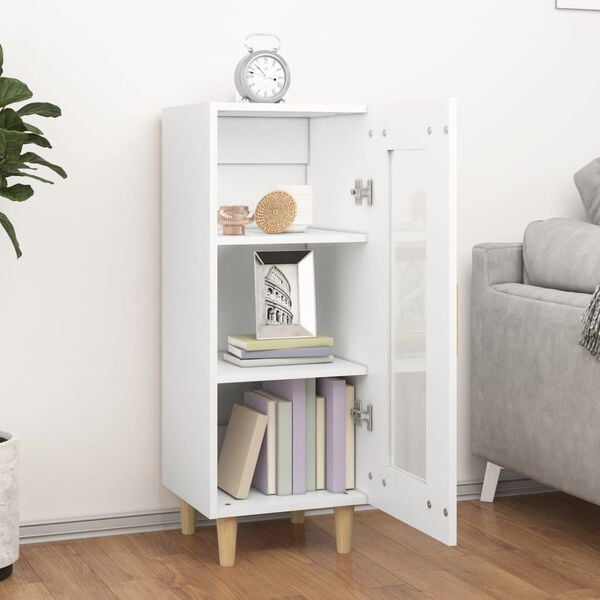 vidaXL Skenkur Hvítur 34,5x34x90 cm Samsettur Viður