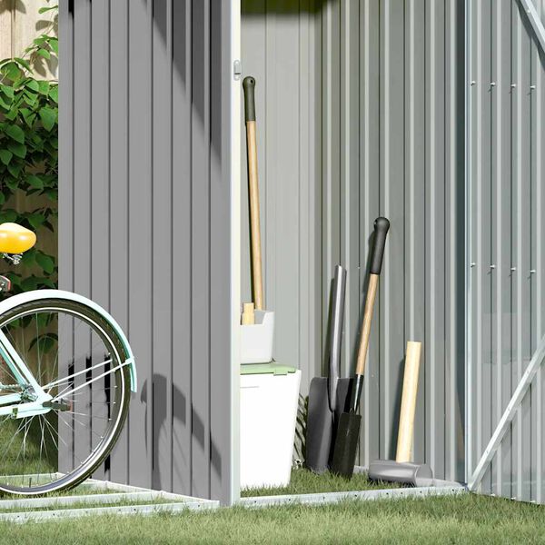 vidaXL Gar&eth;sk&yacute;li fyrir eldivi&eth; gr&aacute;tt245x98x159cm &uacute;r galvaniseru&eth;u st&aacute;l