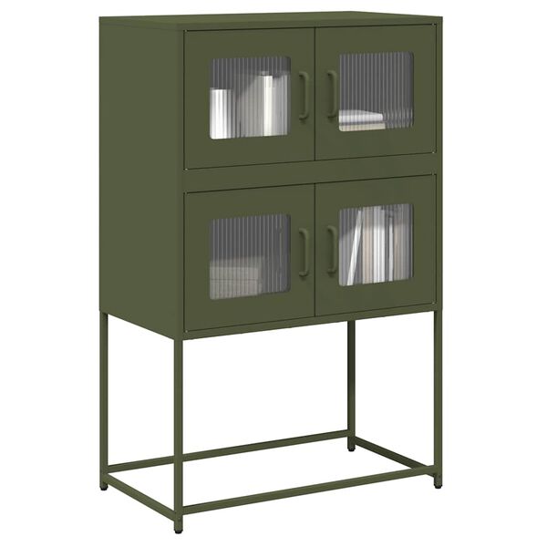 vidaXL Highboard Olive Green 68x39x107 cm Stál