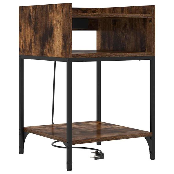 vidaXL Noat&ouml;flu sk&aacute;pur Rau&eth;-eik 40 x 40 x 61 cm Samsettur vi&eth;ur