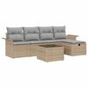 vidaXL Gar&eth;s&oacute;fa sett me&eth; p&uacute;&eth;i 6 pcs Drapplita&eth;ur Poly rattan