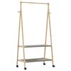 vidaXL fatarekki me&eth; hillum og hj&oacute;lum 96x45,5x155,5 cm bambus