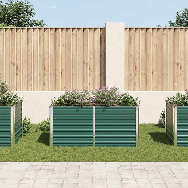 vidaXL Upphækkað Blómaker 160x80x77 cm Galvaniserað Stál Grænt