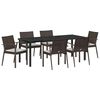 vidaXL Gar&eth;ur bor&eth;sett 7 pcs Br&uacute;nn og svartur PE rattan