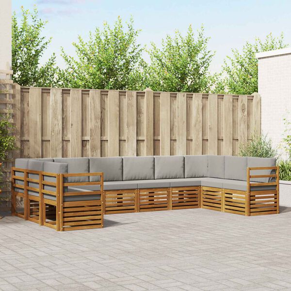 vidaXL Sofav&ouml;ruuppsettning me&eth; p&uacute;&eth;i 10 pcs N&aacute;tt&uacute;rulegt og Lj&oacute;st Gr&aacute;tt