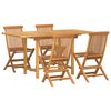 vidaXL Gar&eth;ur bor&eth;sett 5 pcs Br&uacute;nn Solid teak vi&eth;ur