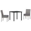 vidaXL Gar&eth;ur bor&eth;sett 3 pcs Gr&aacute;r Dufth&uacute;&eth;a&eth; st&aacute;l