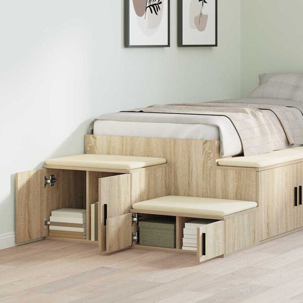 vidaXL Geymslusk&aacute;pur 2 pcs Sonoma Eik 118 x 41 x 40 cm Samsettur vi&eth;ur