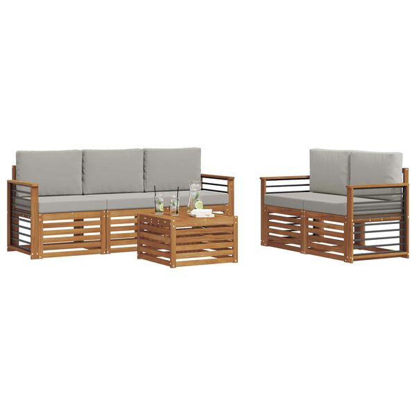 vidaXL S&oacute;fasett 6 pcs N&aacute;tt&uacute;rulegt og Lj&oacute;st Gr&aacute;tt Hrein akas&iacute;utr&eacute;