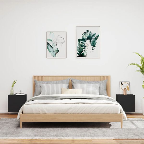 vidaXL Sj&oacute;nvarpsveggsk&aacute;par 2 stk. Svartur 40,5x30x40cm Samsettur vi&eth;ur