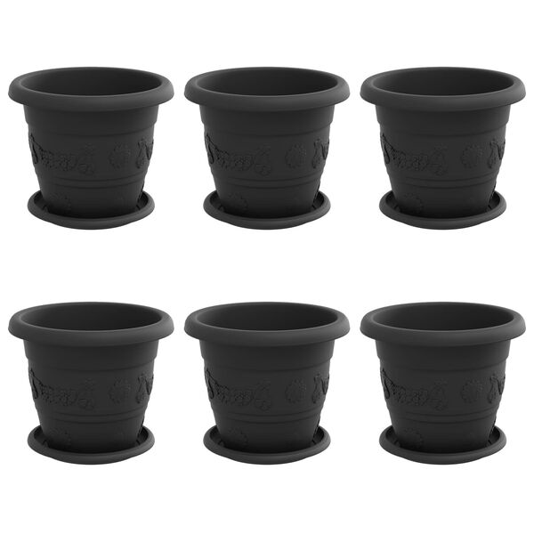 vidaXL Pl&ouml;ntupottar 6 pcs Svartur &Oslash; 26 x 21.5 cm Plast