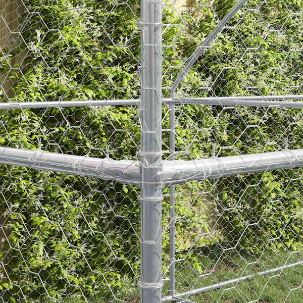 vidaXL Hundask&aacute;li me&eth; geymslu 3 pcs Silfur 6 x 2 x 2 m Sinkh&uacute;&eth;a&eth; st&aacute;l