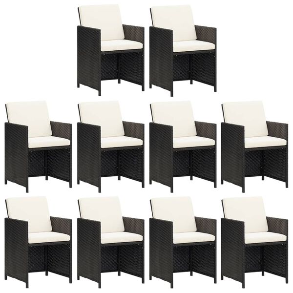 vidaXL 11 hluta Gar&eth;h&uacute;sgagnasett me&eth; Sessum P&oacute;l&yacute;rattan Svart