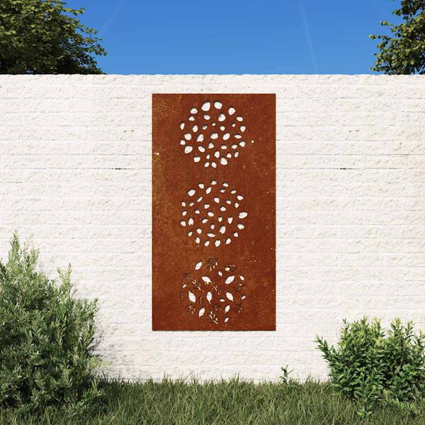 vidaXL Veggskreyting &iacute; Gar&eth;inn 105x55 cm Corten St&aacute;l Laufah&ouml;nnun