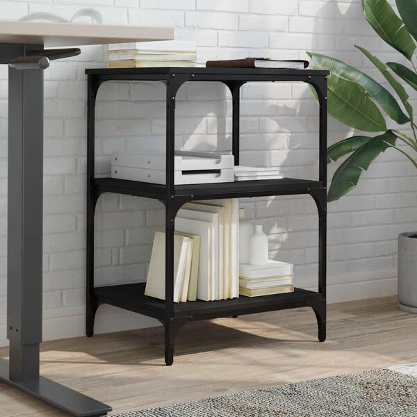 vidaXL Prentarastandur 3 h&aelig;&eth;a Svartur 50x41x75 cm Samsettur vi&eth;ur