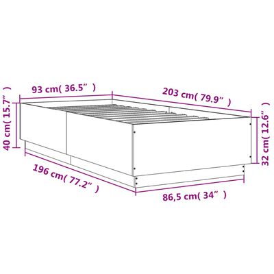 vidaXL Rúmgrind án Dýnu Reyktóna Eikarlitur 90x200 cm