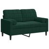vidaXL 2 S&aelig;ta S&oacute;fi me&eth; P&uacute;&eth;um D&ouml;kkgr&aelig;nn 120 cm Flauel