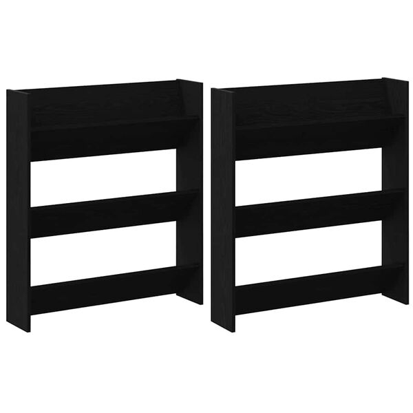 vidaXL Sk&oacute;knask&aacute;pur 2 pcs Svartur Eik 85 x 18 x 90 cm Samsettur vi&eth;ur