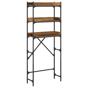 vidaXL Vélrænn þvottavélsfang með hillu Gamalt timbur 67 x 25 x 163 cm