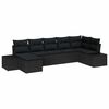 vidaXL Gar&eth;s&oacute;fa sett me&eth; p&uacute;&eth;i me&eth; geymslu 7 pcs Svartur p&oacute;l&yacute;rattan