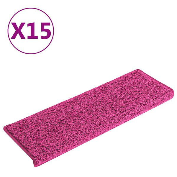 vidaXL Stigamottur 15 stk 65x21x4 cm bleikar r&eacute;tthyrndar br&uacute;nir