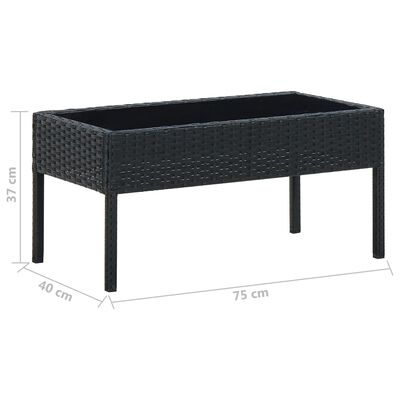 vidaXL Garðborð Svart 75x40x37 cm Pólýrattan