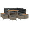 vidaXL Gar&eth;s&oacute;fa sett 9 pcs Gr&aacute;r Poly Rattan og P&uacute;&eth;ur-lakki&eth; St&aacute;l